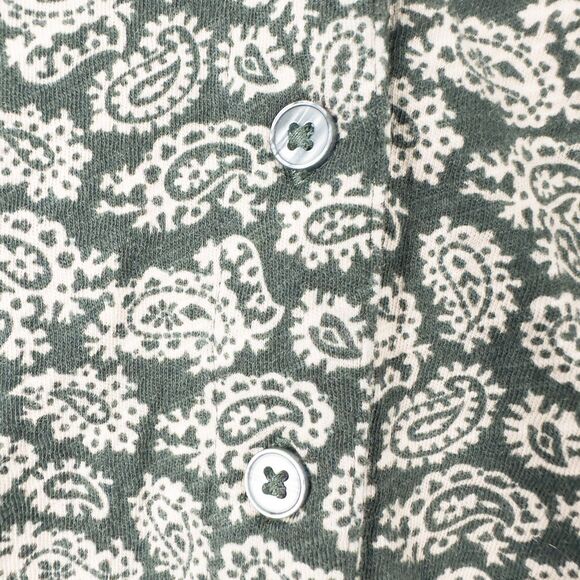 Boden Button Front Cotton Long Sleeve Paisley Top Womens 20/22 (XL) Green Boho - Picture 6 of 15